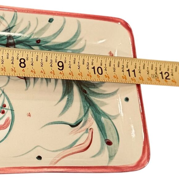 Gail Pittman Holiday Christmas Ornament Rectangular Red Green Tray Platter. - Picture 5 of 6